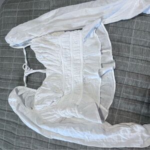 Free People White Ruffled Blouse